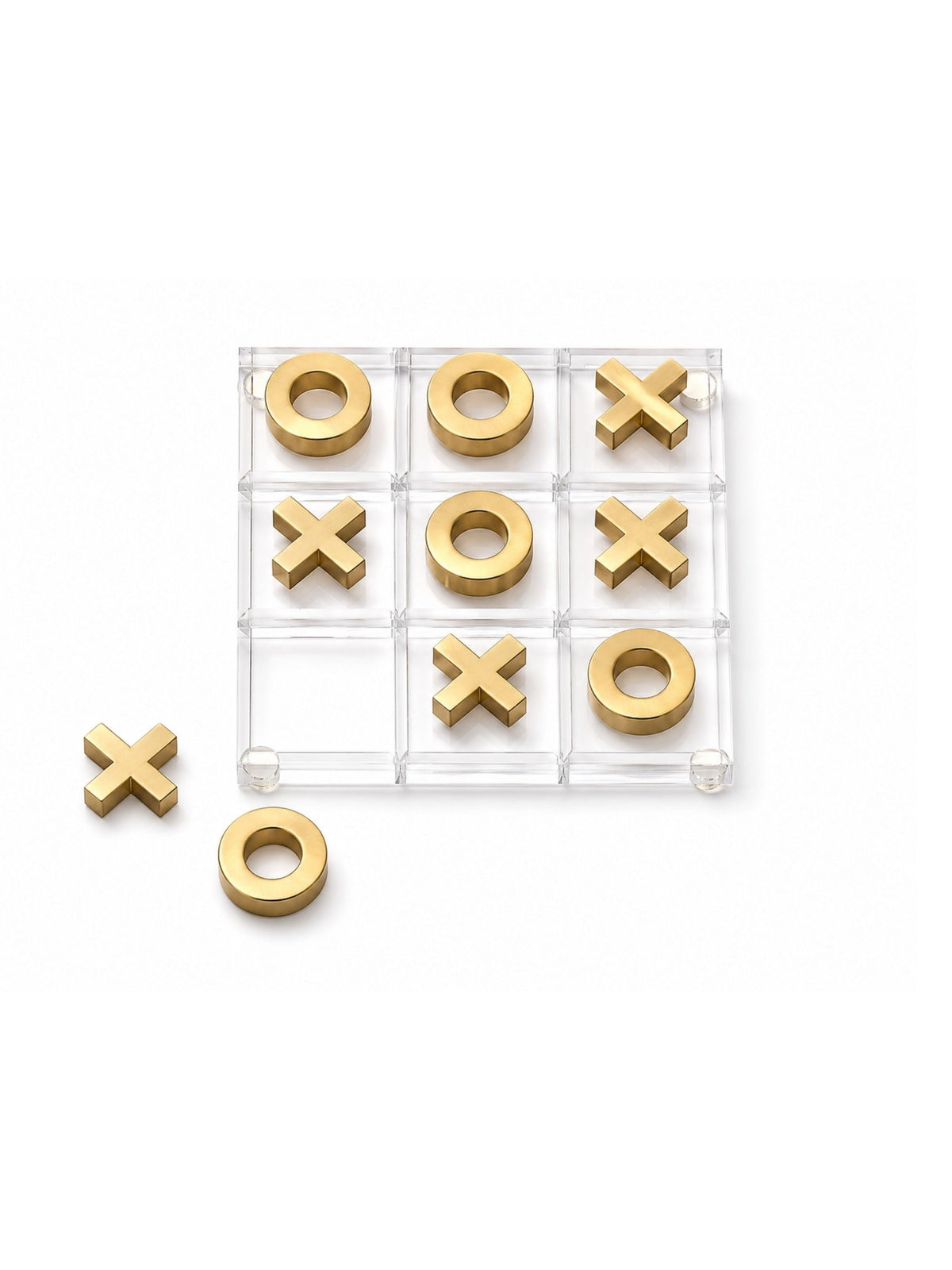 Memonza-Akrilik Pirinç Detaylı Dekoratif Tic Tac Toe Oyun Seti-Satranç-2-Milagron.com