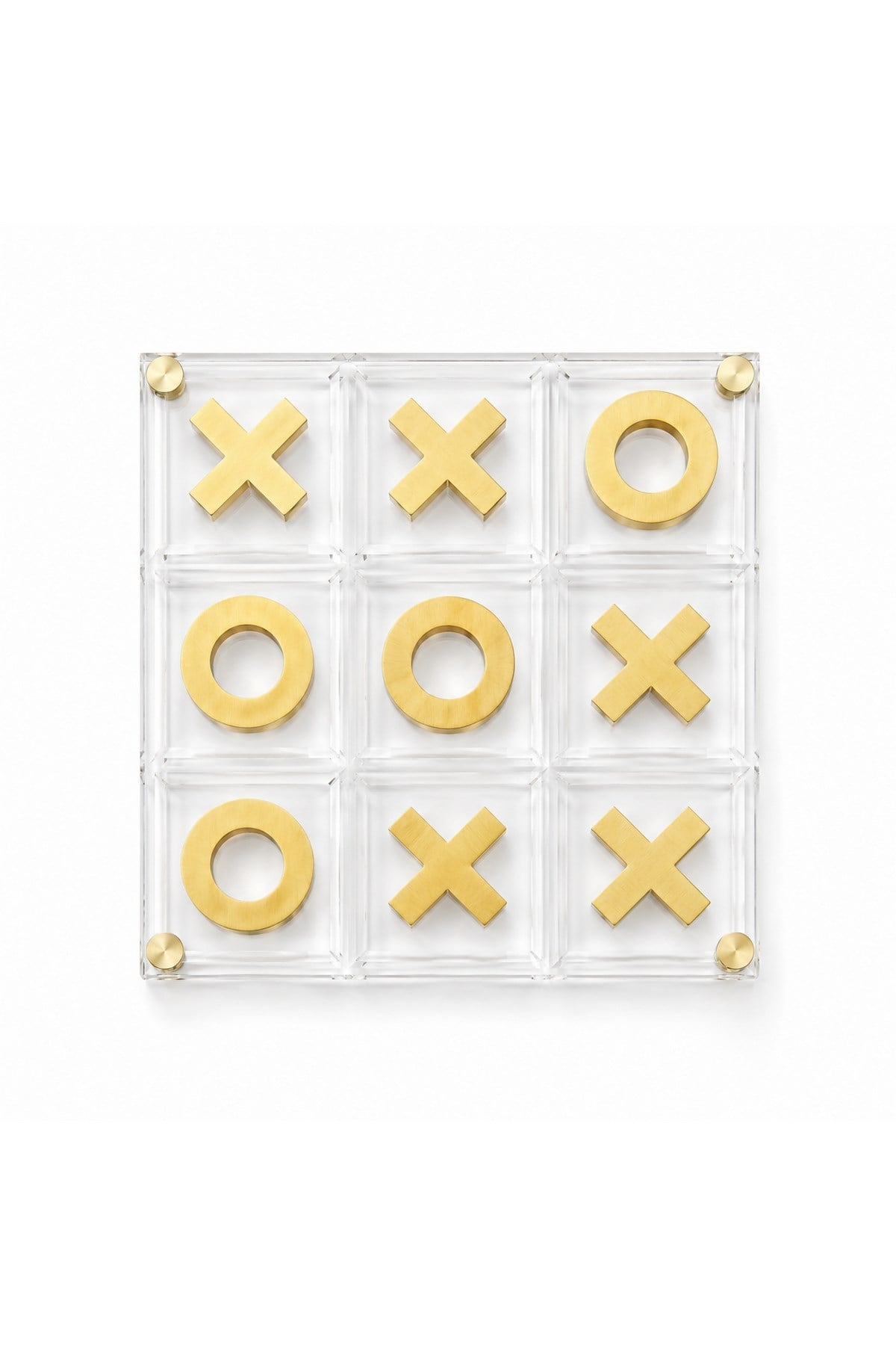Memonza-Akrilik Pirinç Detaylı Dekoratif Tic Tac Toe Oyun Seti-Satranç-4-Milagron.com