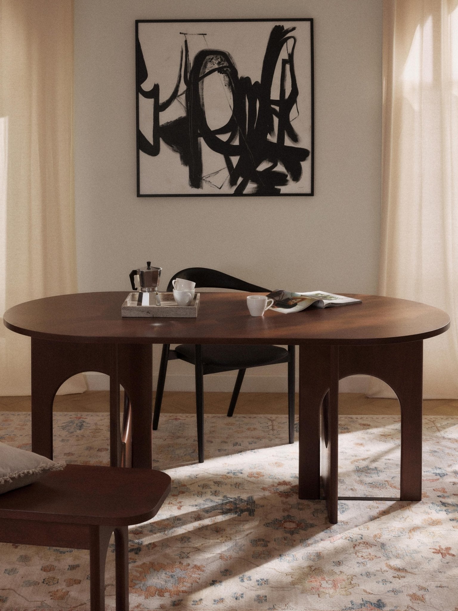 Apollo Oval Yemek Masası 180X90 Cm Koyu Meşe
