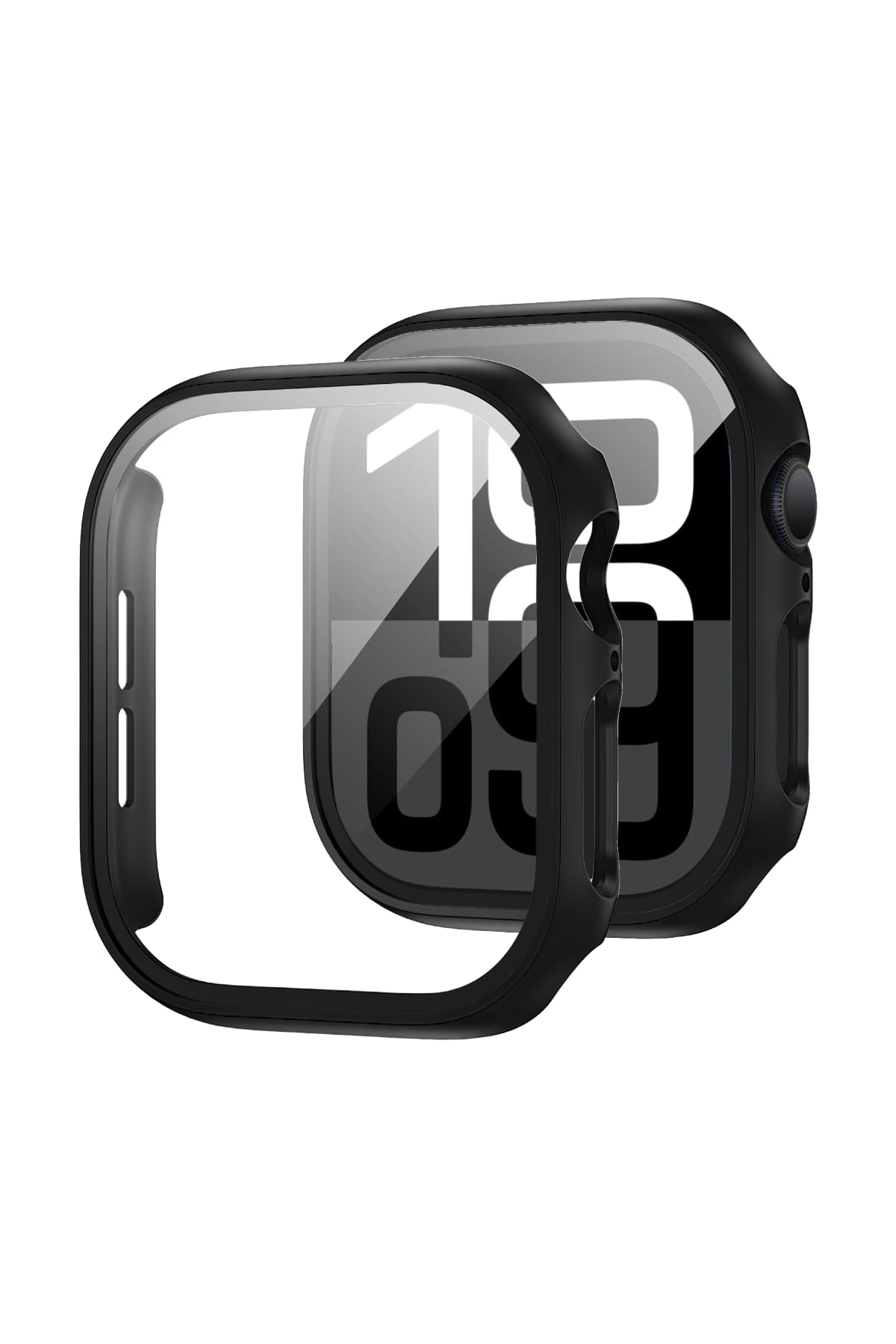 Apple Watch Uyumlu Ekran Koruyucu Koyu Siyah Renkli Kasa