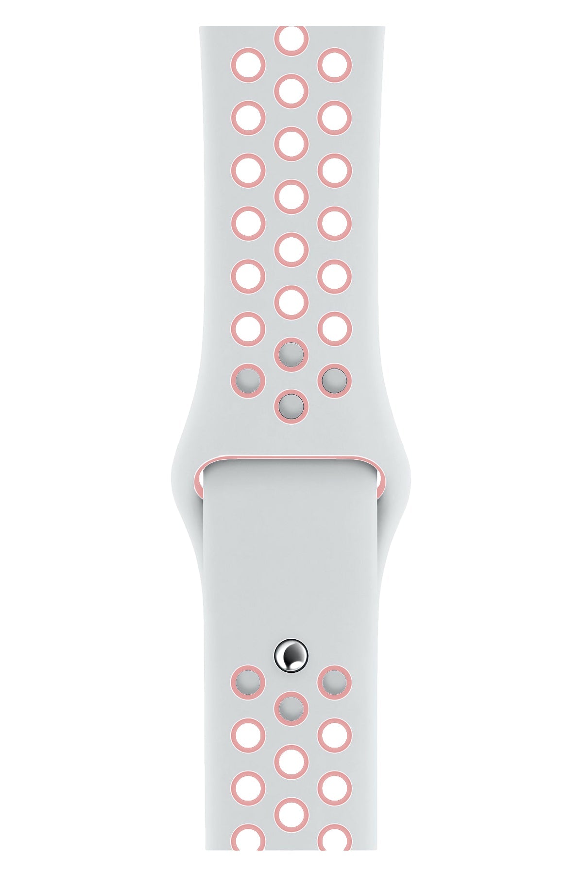 Apple Watch Uyumlu Silikon Delikli Spor Kordon Beyaz Kum Pembe