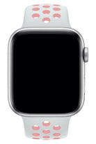 Apple Watch Uyumlu Silikon Delikli Spor Kordon Beyaz Kum Pembe