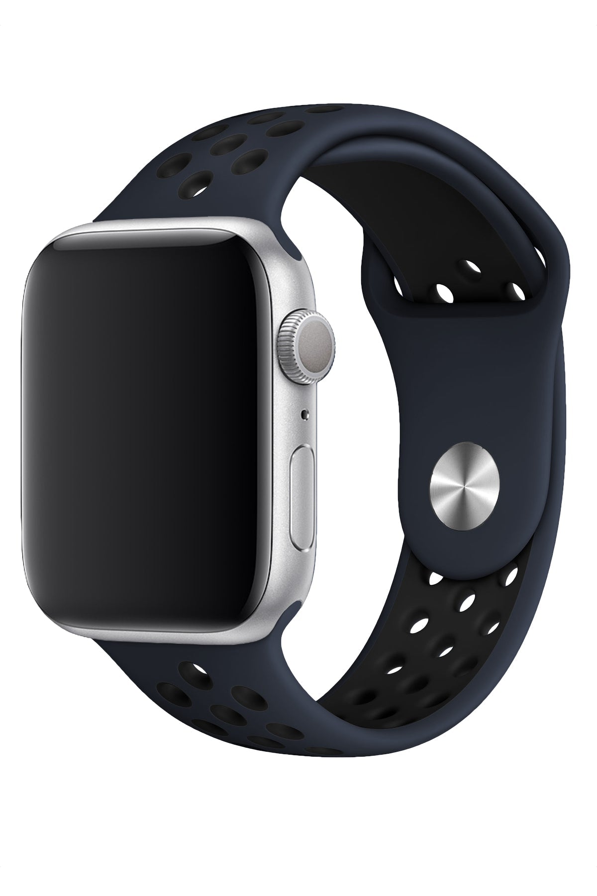 Apple Watch Uyumlu Silikon Delikli Spor Kordon Lacivert Siyah
