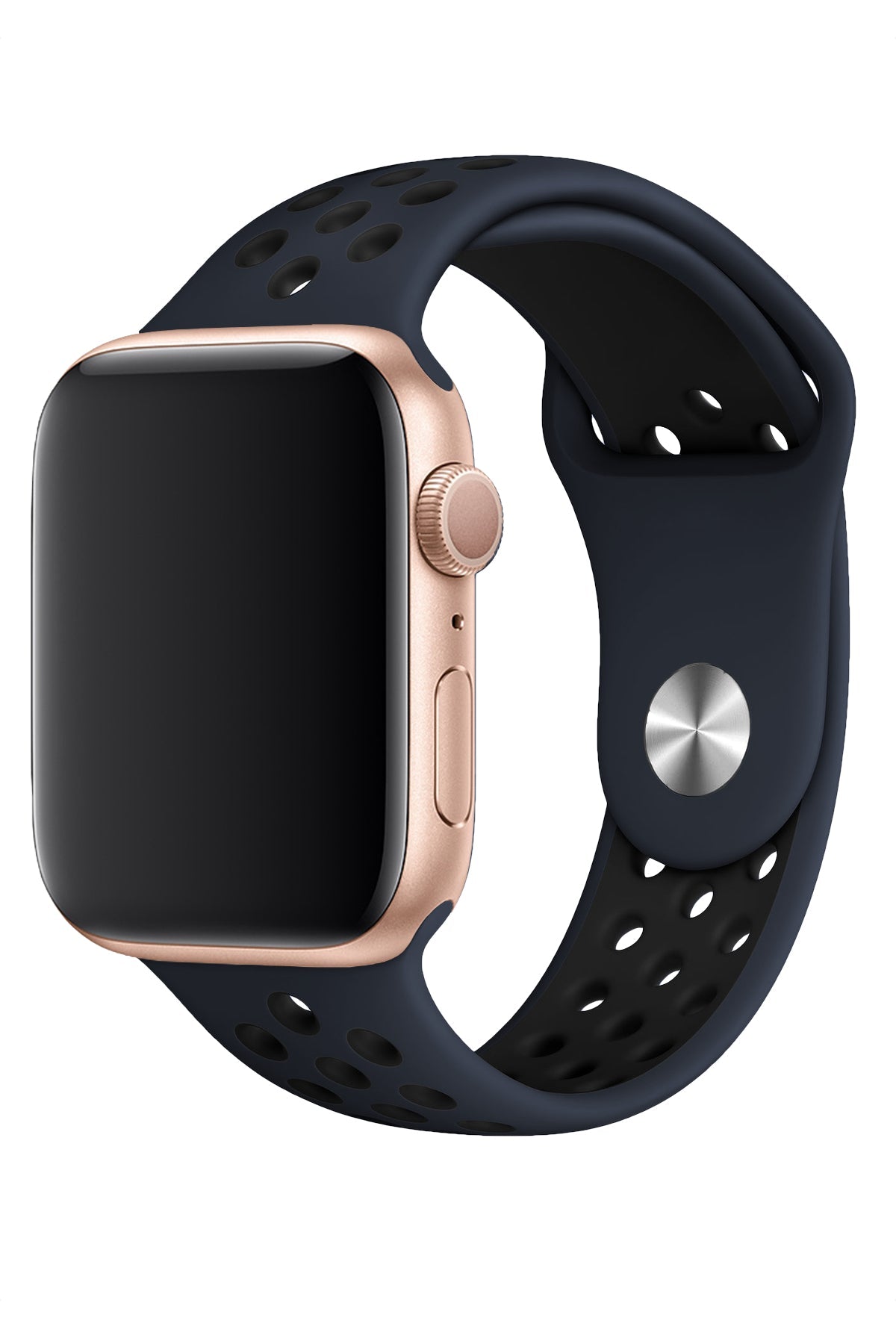 Apple Watch Uyumlu Silikon Delikli Spor Kordon Lacivert Siyah