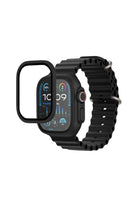 Apple Watch Ultra Uyumlu Metal Çerçeveli İNce Ekran Koruyucu Siyah