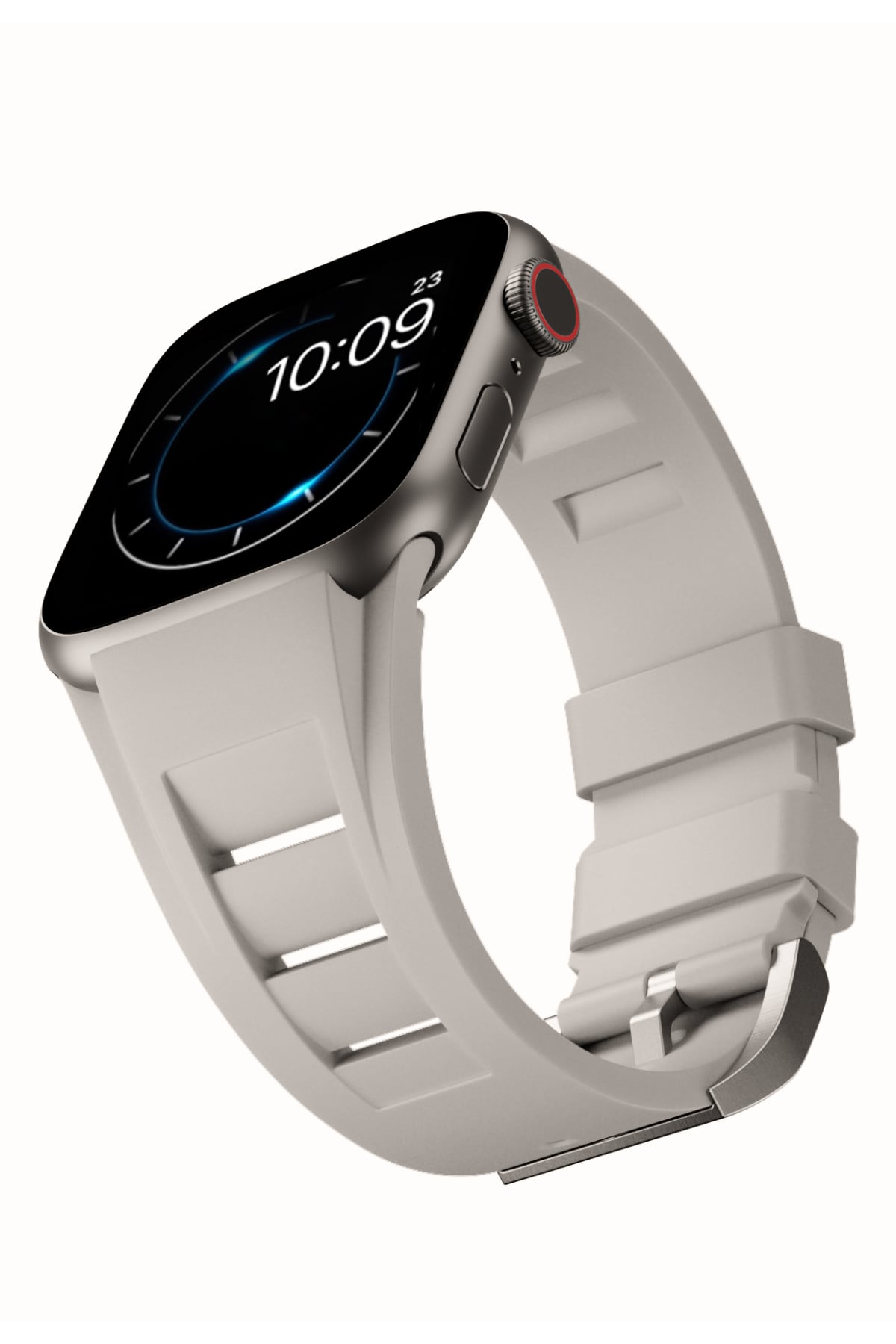 Apple Watch Ultra Uyumlu Terraflex Rubber Gümüş Tokalı Bej Kordon