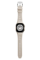 Apple Watch Ultra Uyumlu Terraflex Rubber Gümüş Tokalı Bej Kordon