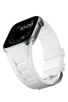 Apple Watch Ultra Uyumlu Terraflex Rubber Gümüş Tokalı Beyaz Kordon