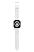 Apple Watch Ultra Uyumlu Terraflex Rubber Gümüş Tokalı Beyaz Kordon