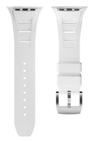 Apple Watch Ultra Uyumlu Terraflex Rubber Gümüş Tokalı Beyaz Kordon