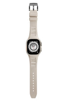 Apple Watch Ultra Uyumlu Terraflex Rubber Siyah Tokalı Bej Kordon