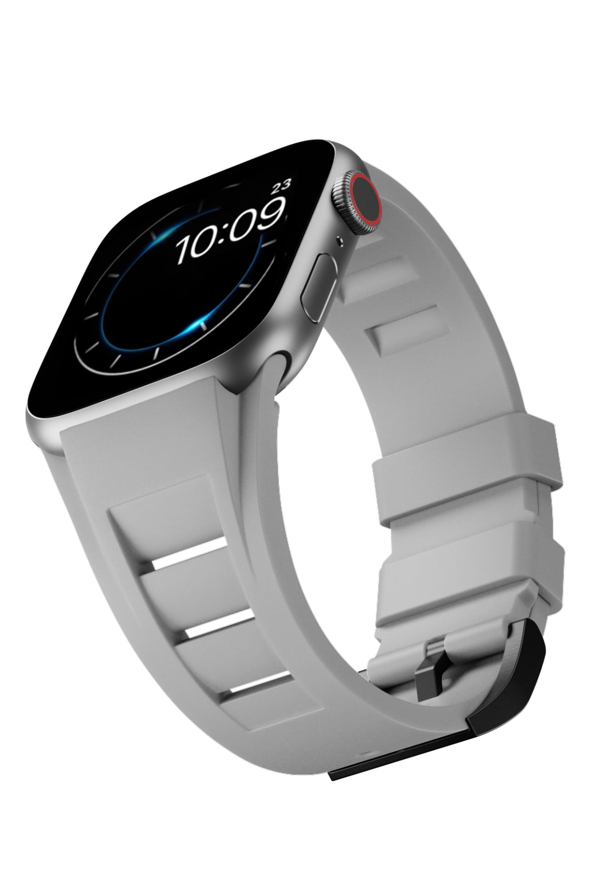Apple Watch Ultra Uyumlu Terraflex Rubber Siyah Tokalı Gri Kordon