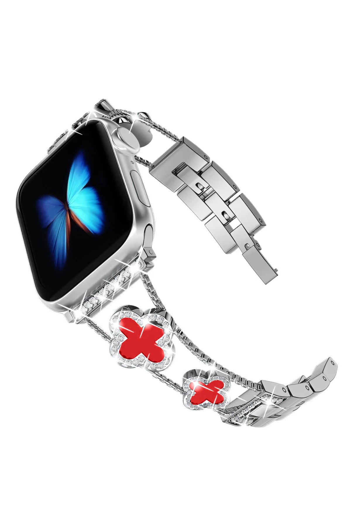 Apple Watch Uyumlu Clovella Metal Kordon Rubina