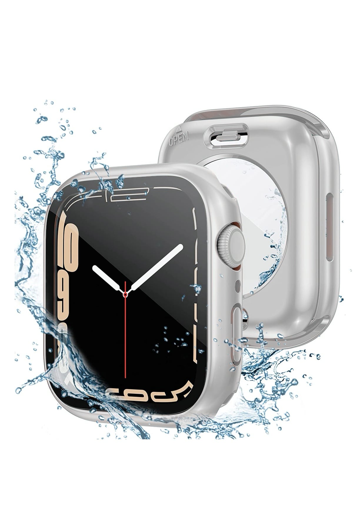 Apple Watch Uyumlu Ekran Koruyucu Kasa Suya Dayanıklı Silver