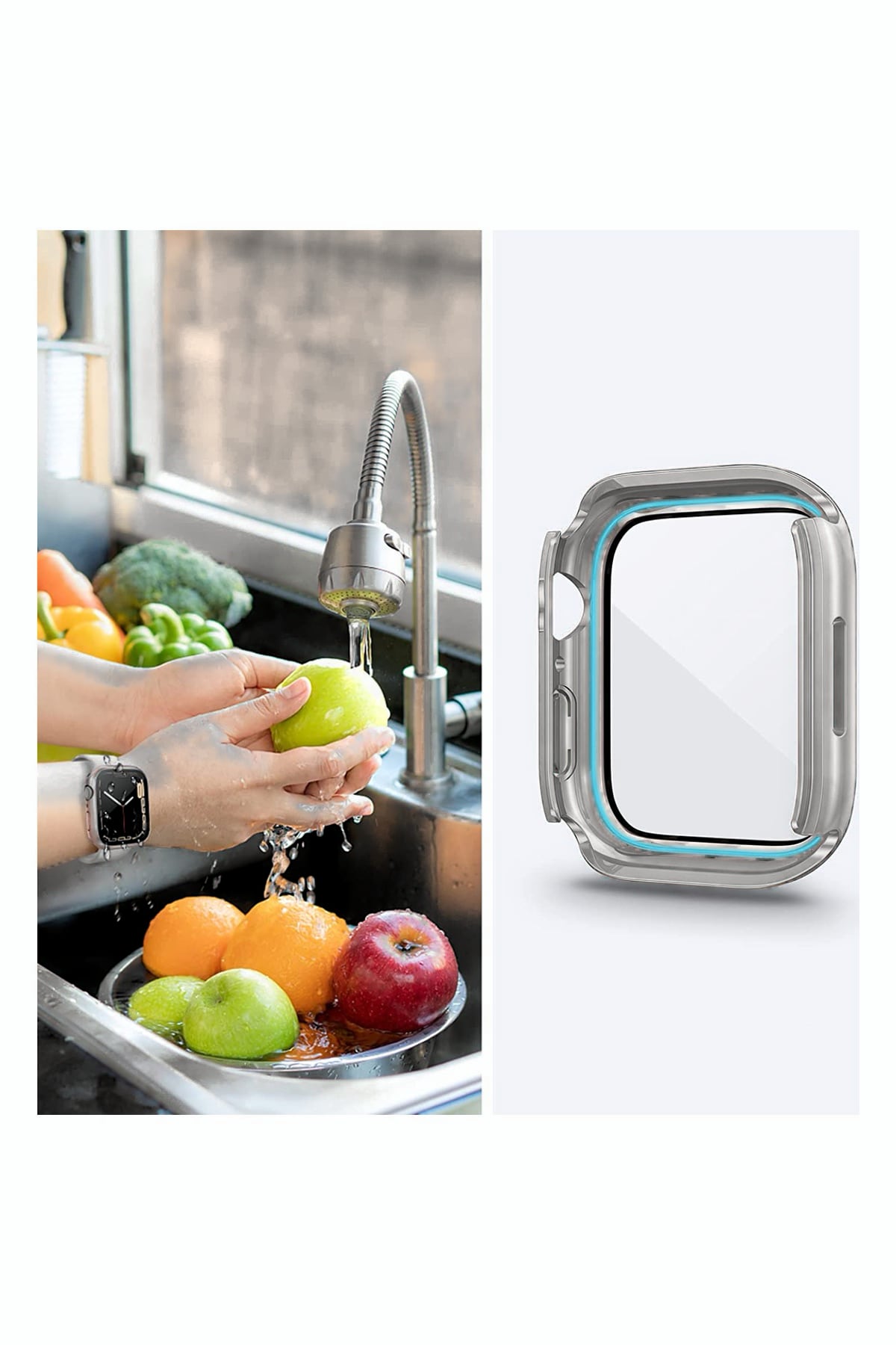 Apple Watch Uyumlu Ekran Koruyucu Kasa Suya Dayanıklı Titan