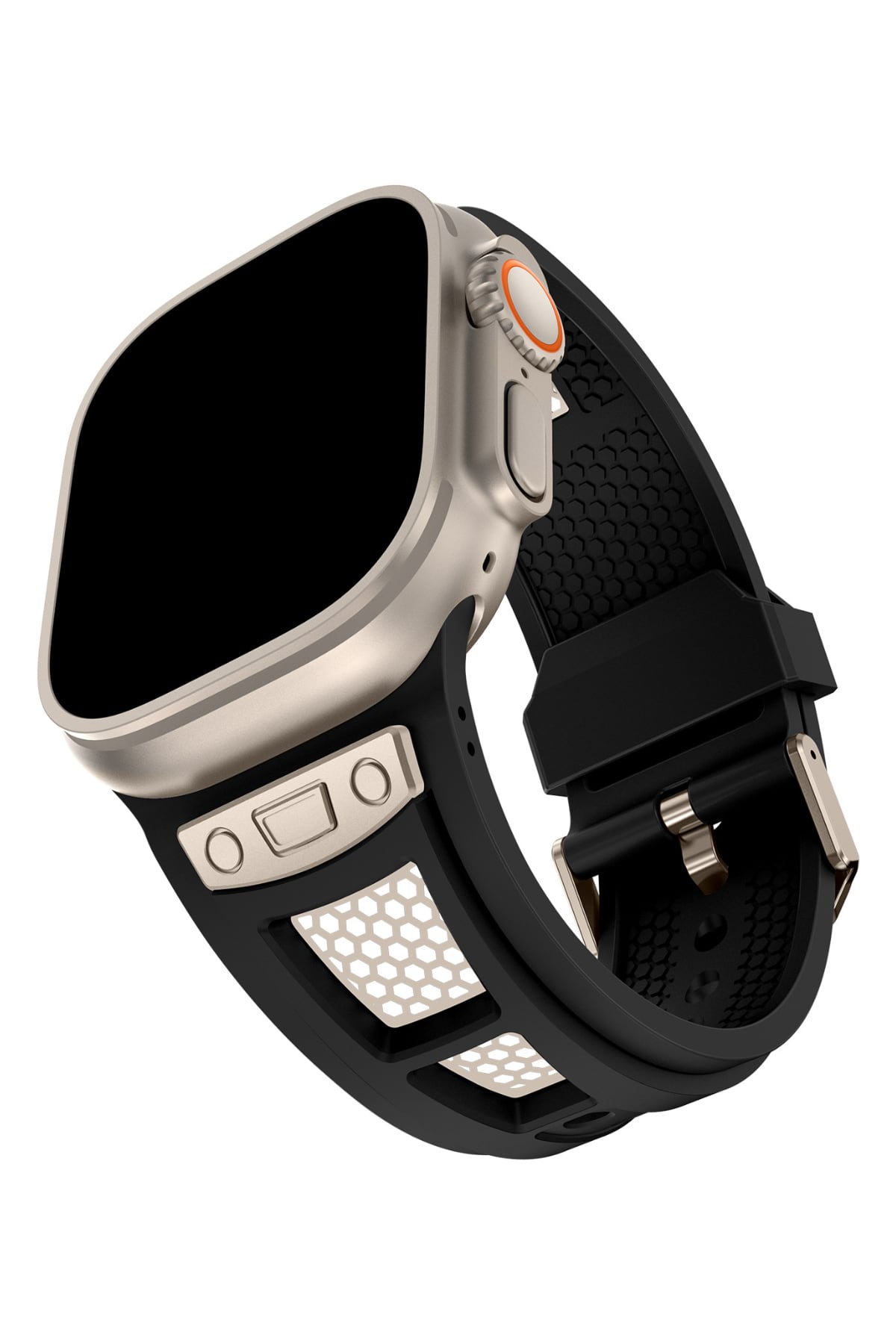 Apple Watch Uyumlu Hexagon Loop Silikon Kordon Siyah