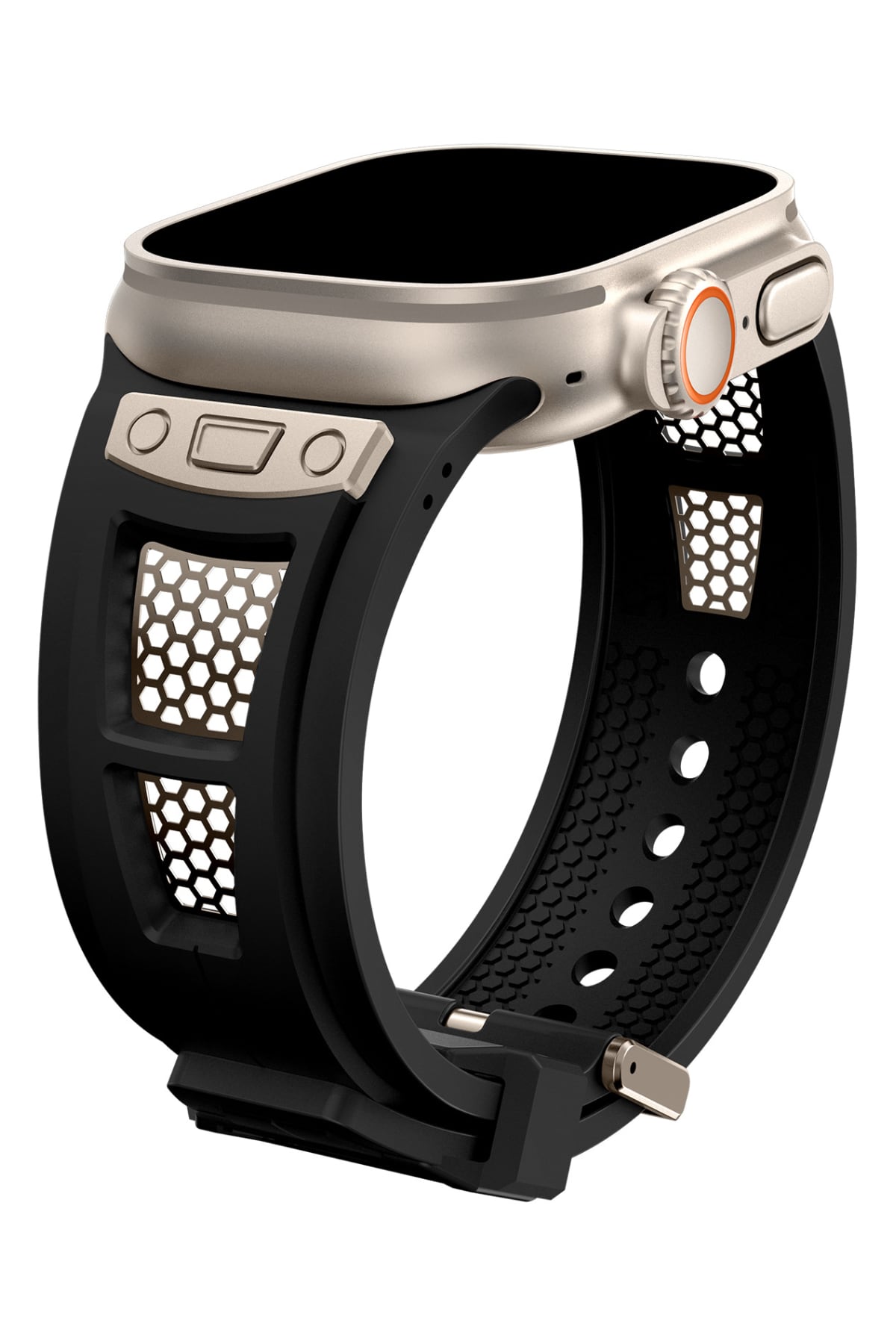 Apple Watch Uyumlu Hexagon Loop Silikon Kordon Siyah