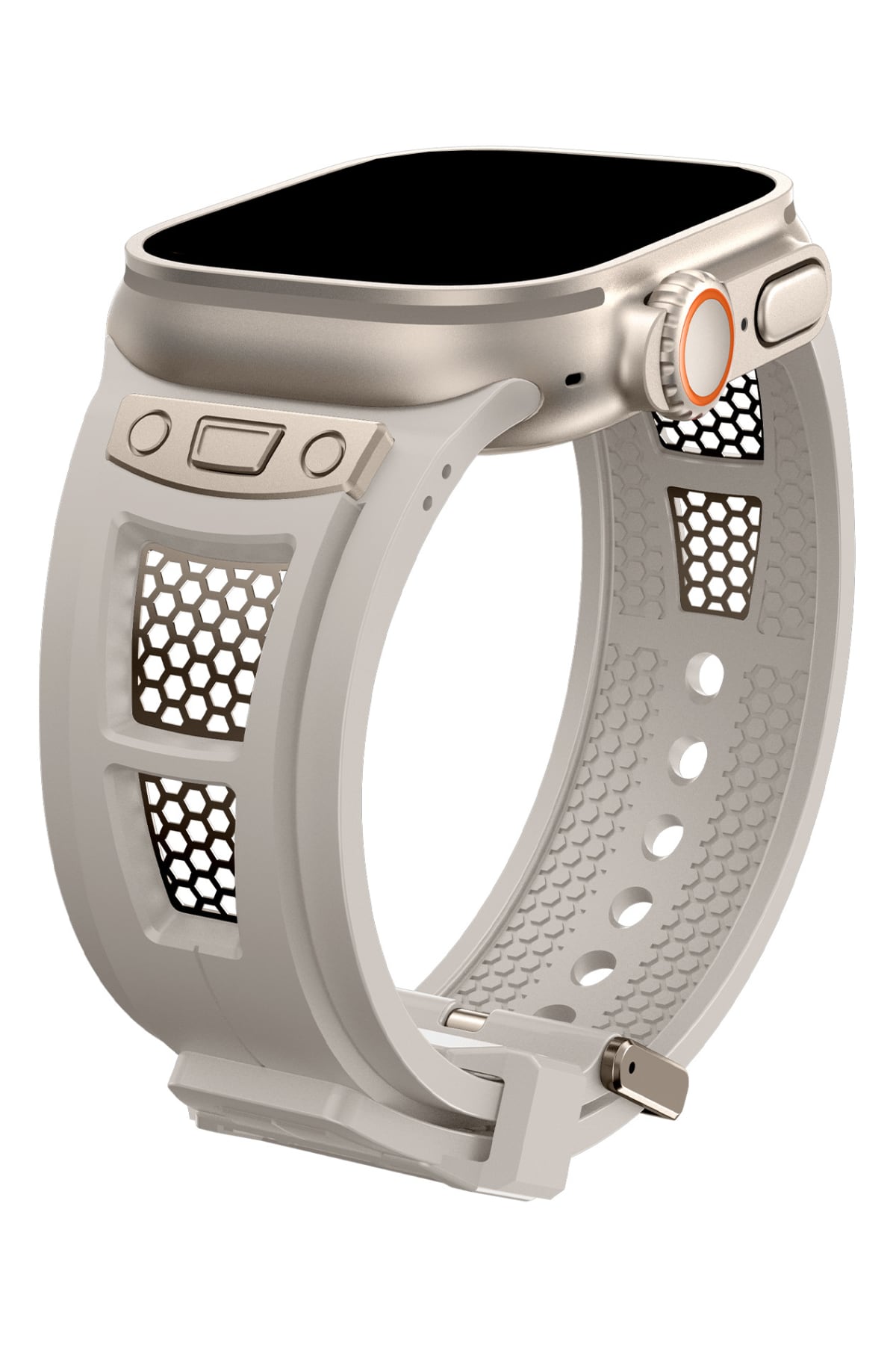 Apple Watch Uyumlu Hexagon Loop Silikon Kordon Starlight