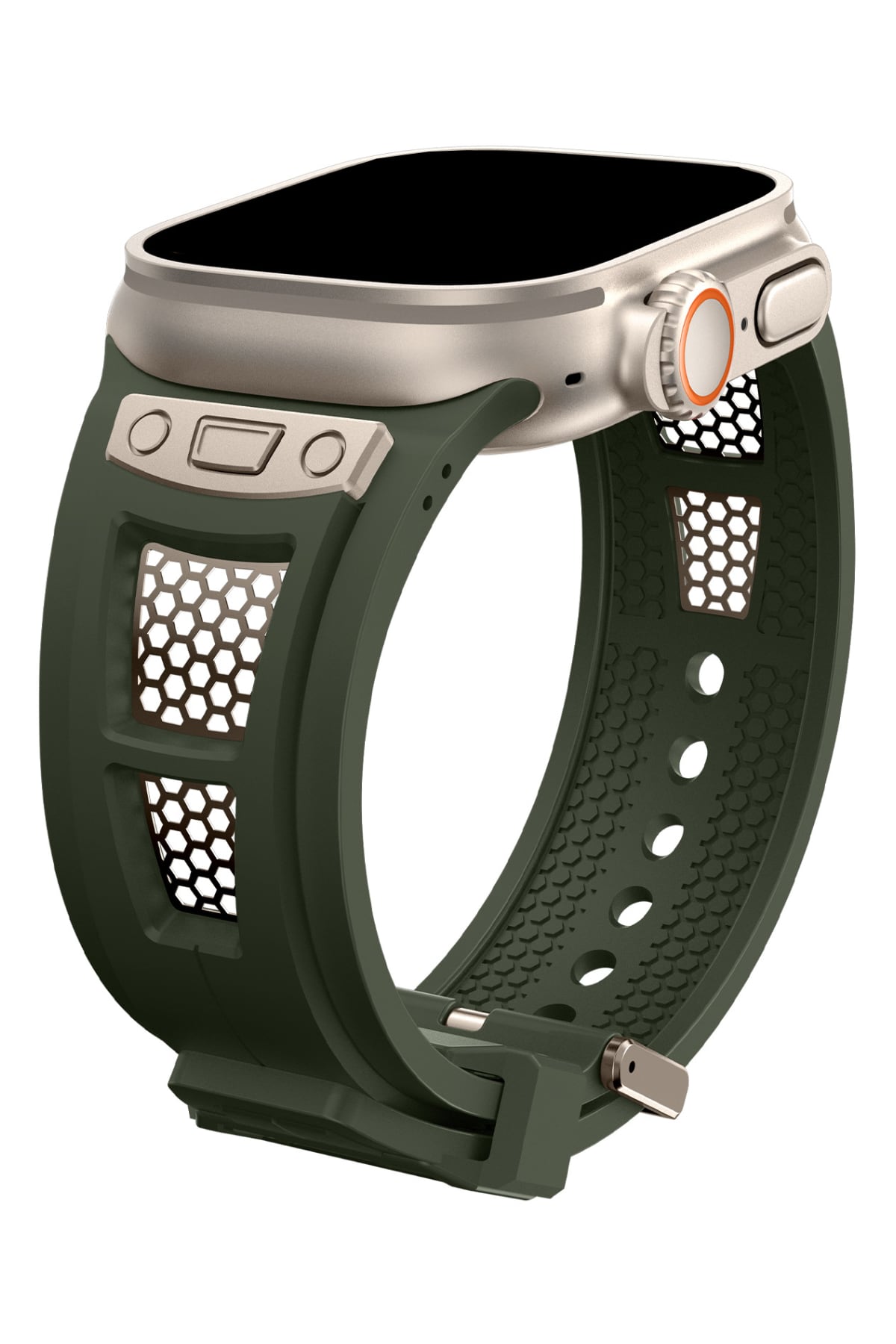 Apple Watch Uyumlu Hexagon Loop Silikon Kordon Yeşil