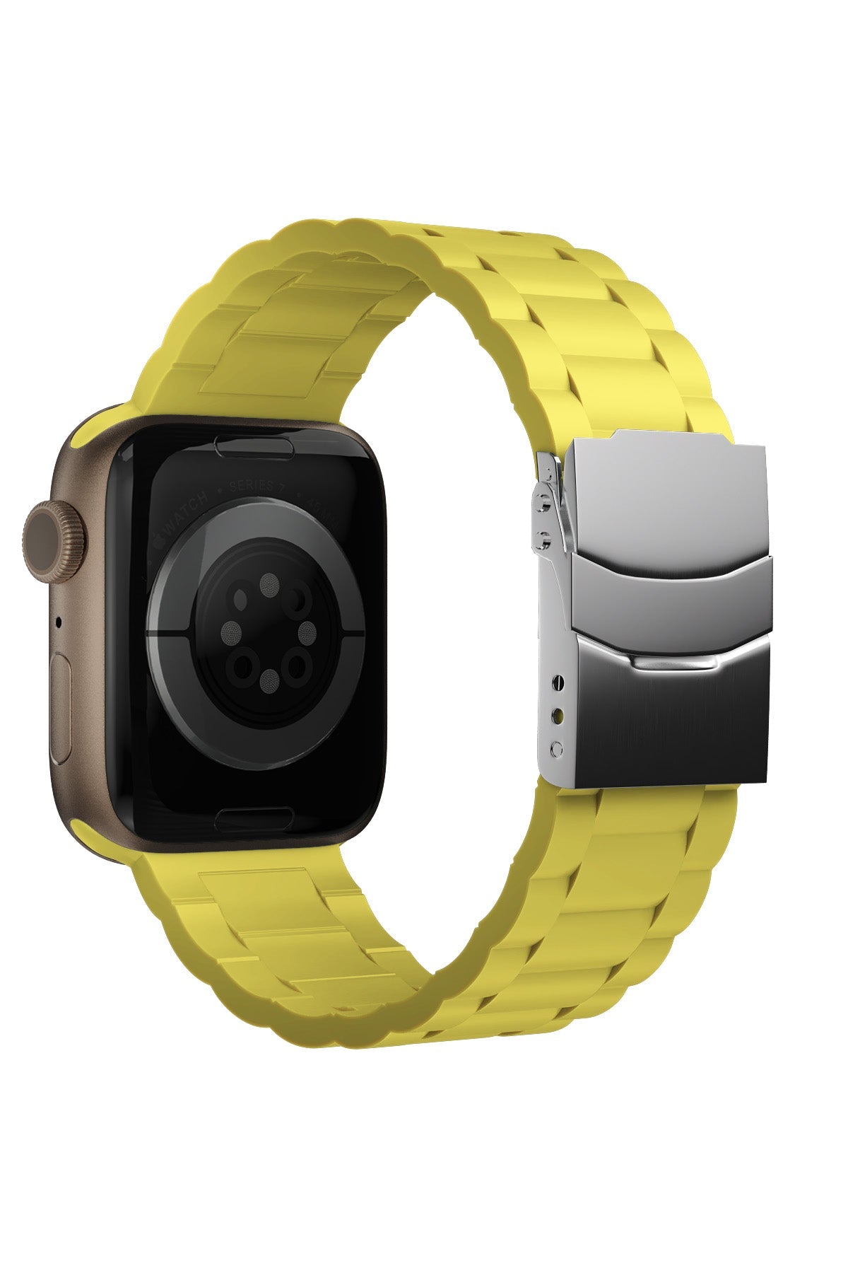 Apple Watch Uyumlu Soft Buckle Silikon Kordon Yellow Tan