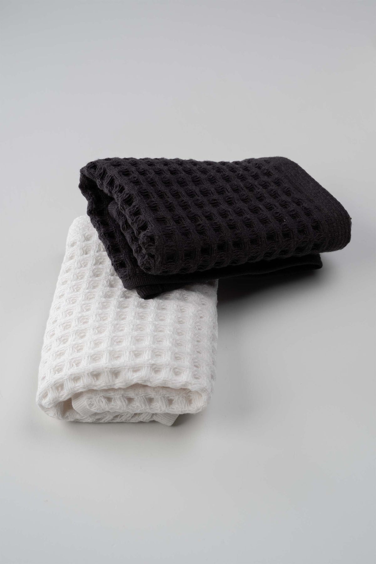 Aqua Line Waffle El Havlusu Seti | Antrasit & Beyaz | %100 Pamuk | 30x50 cm