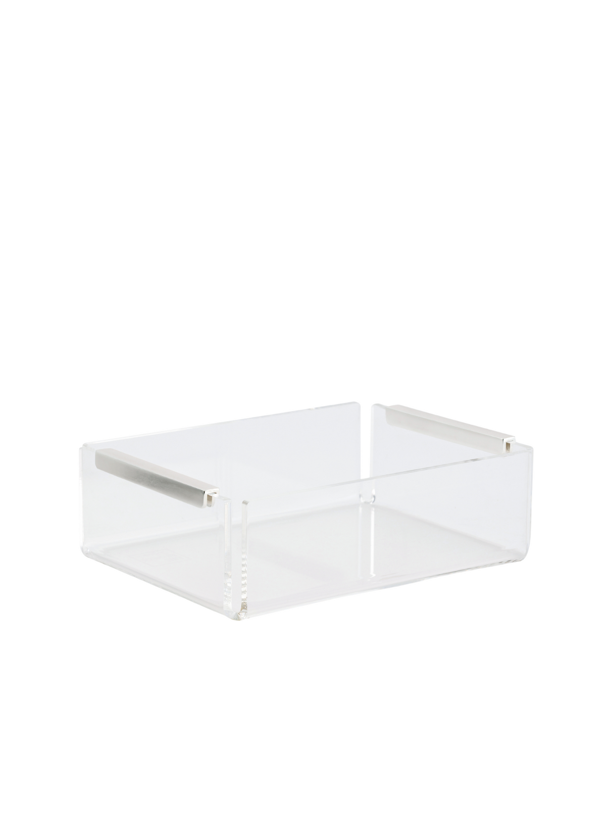 Memonza-Aria Çıta Detaylı Gümüş Organizer, Small, Şeffaf-Dekoratif Kutu-1-Milagron.com