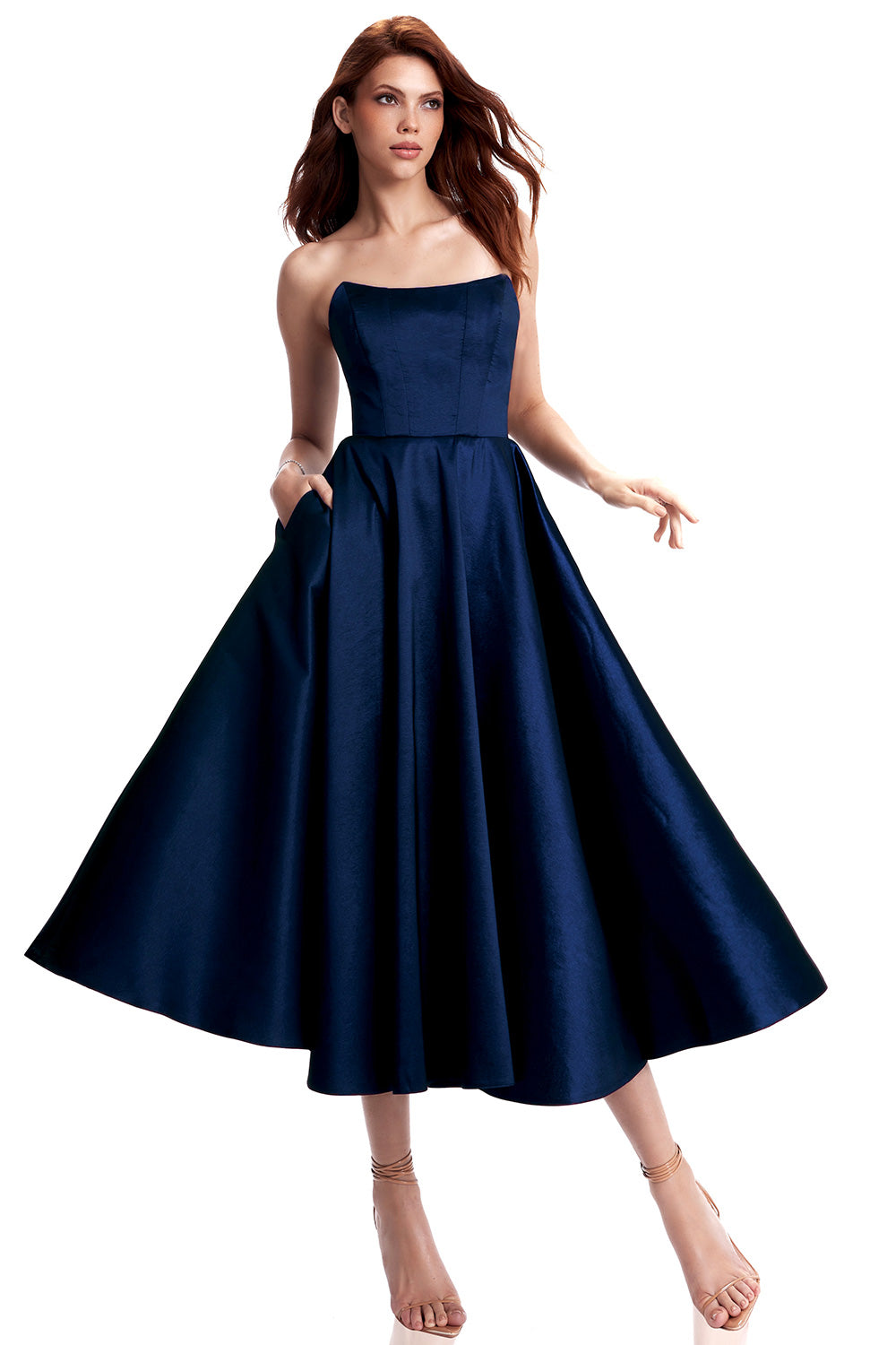 Esotte-Audrey Lacivert Midi Elbise-Elbise-1-Milagron.com