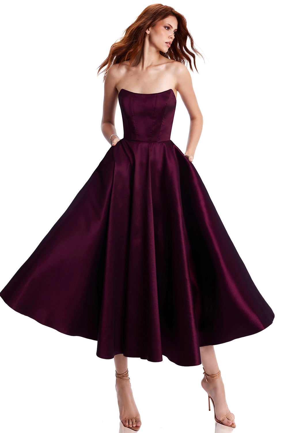 Esotte-Audrey Midi Mürdüm Elbise-Elbise-1-Milagron.com