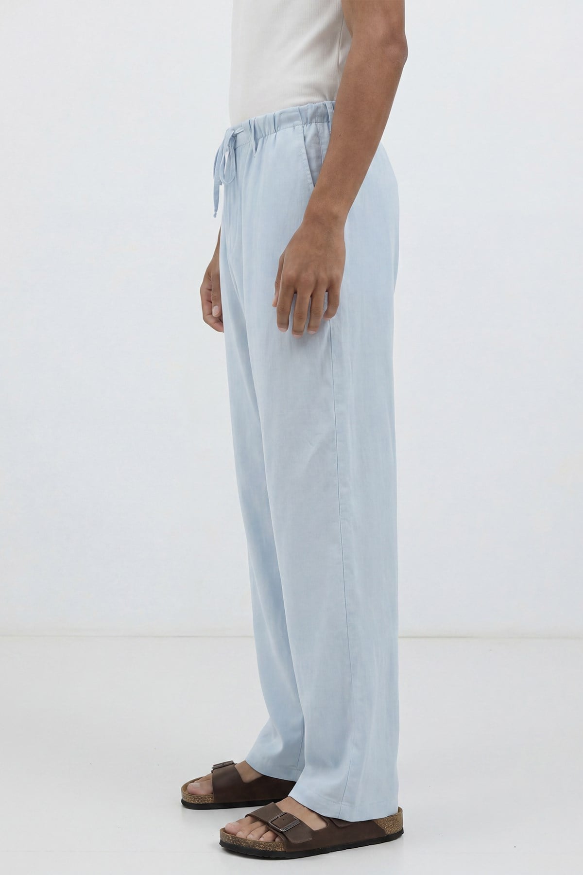 Antioch Bebe Mavi Keten Karışımlı Relaxed Erkek Pantolon