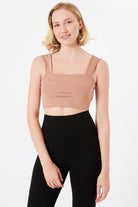 Larisa Kalın Askılı Crop Top | Camel