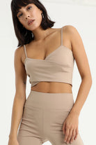Dione Çapraz Askılı Crop Top | Bej