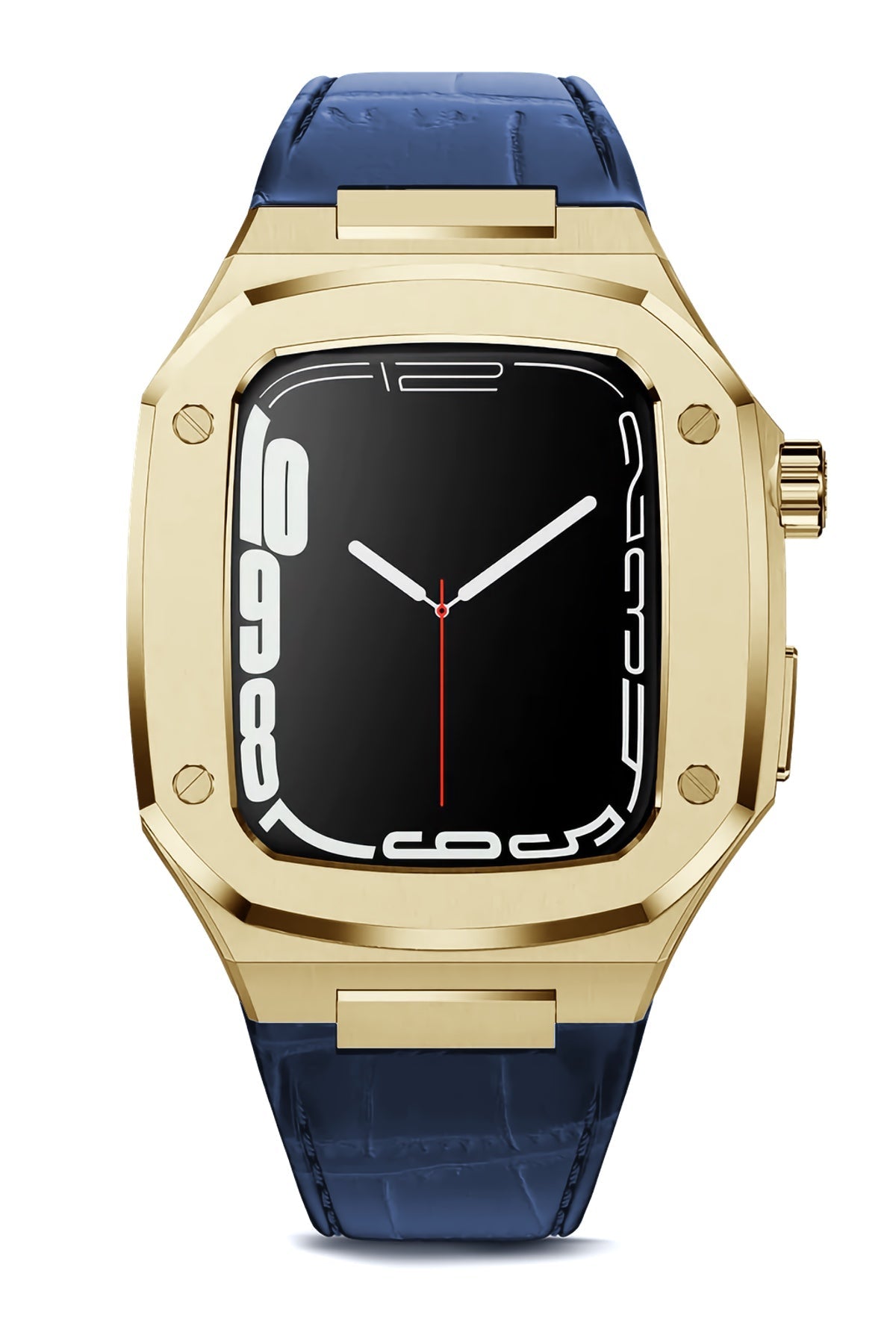 Apple Watch Uyumlu Belize Gold Kasa Koruyucu Deri Kordon Lacivert