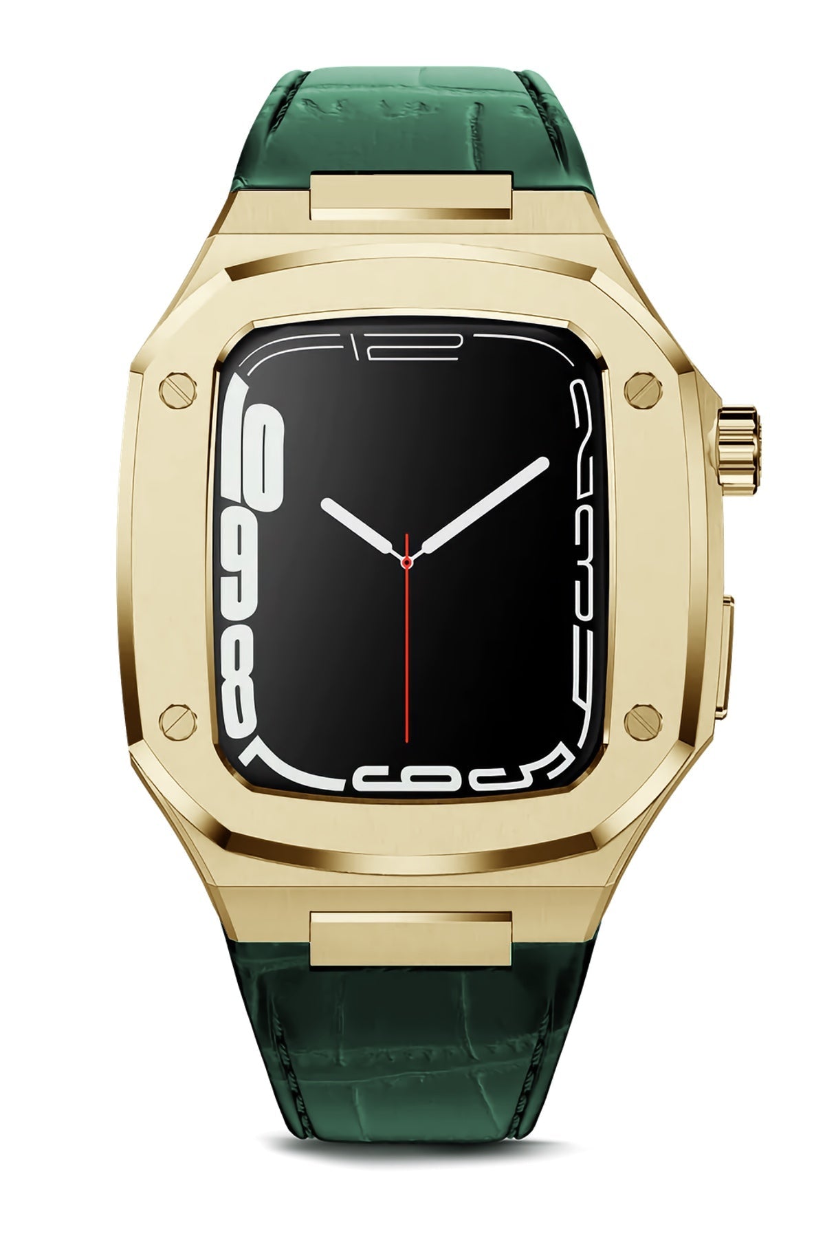 Apple Watch Uyumlu Belize Gold Kasa Koruyucu Deri Kordon Yeşil