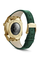 Apple Watch Uyumlu Belize Gold Kasa Koruyucu Deri Kordon Yeşil