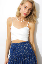 Dione Çapraz Askılı Crop Top | Beyaz