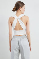 Alice Önü Çapraz Crop Top | Beyaz