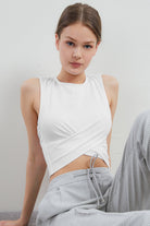 Alice Önü Çapraz Crop Top | Beyaz