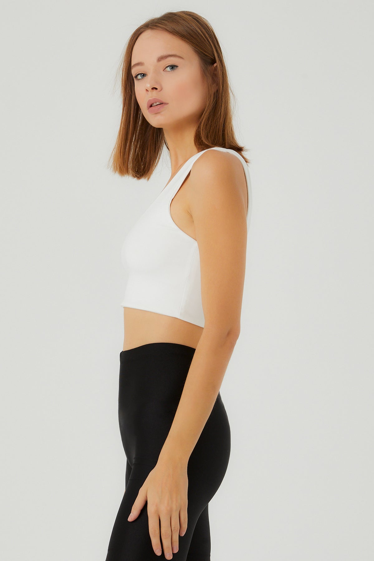 Liene V Yaka Crop Top | Beyaz