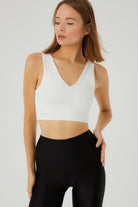 Liene V Yaka Crop Top | Beyaz