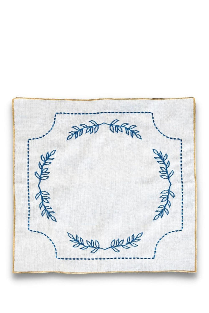 Well Studio | Ev Tekstili | Bodrum Koleksiyonu Beyaz Mavi Keten Peçete | Milagron 