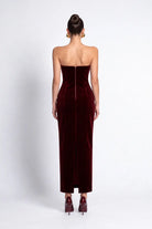 Bordo Tüy Detayli KadiFe Bodycon MiDi ElbiSe