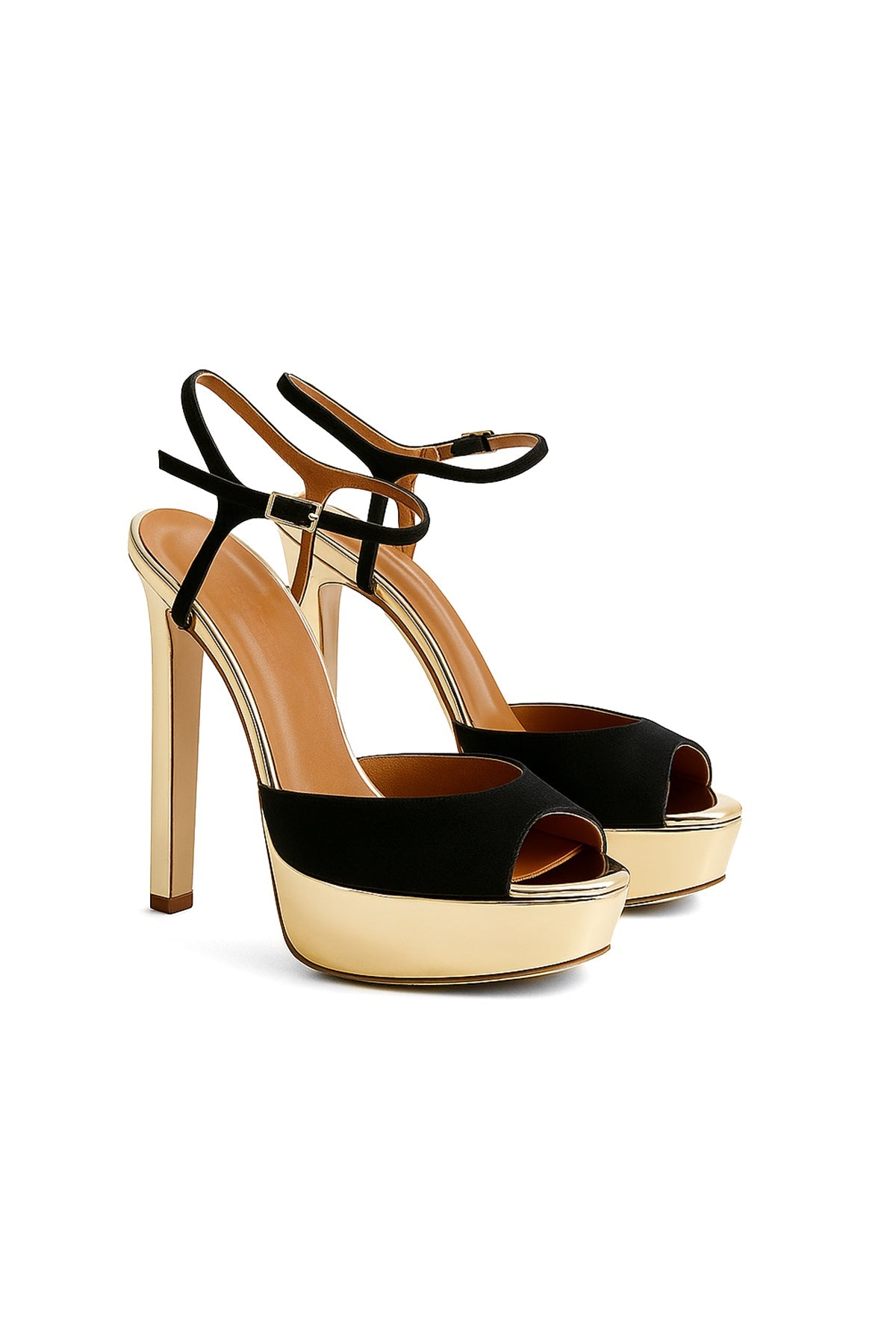 Brida Rugan-Süet 14 Cm Platform Topuklu Ayakkabı