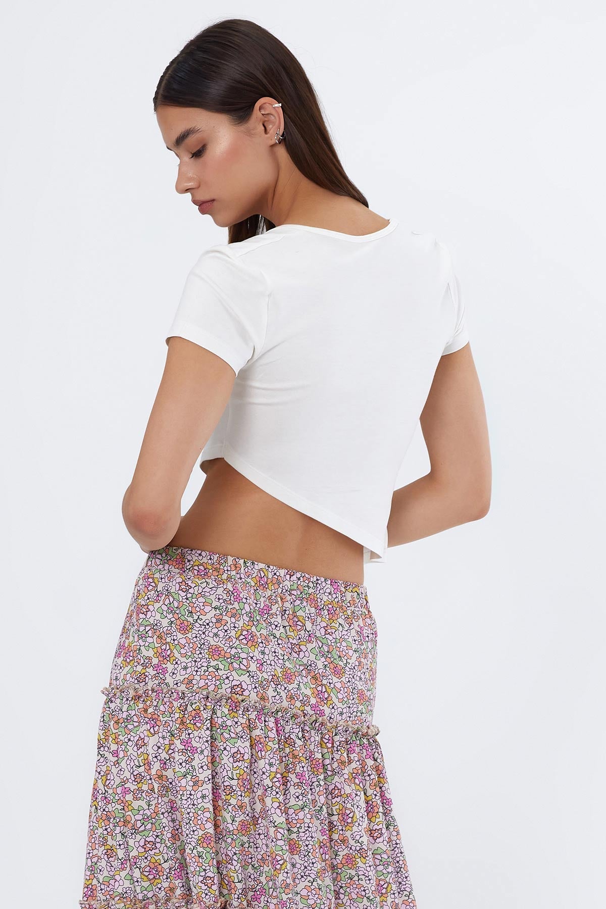 Myra Asimetrik T-Shirt | Beyaz
