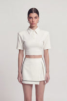 Vatkalı Polo Yaka Carolyn T-Shirt Beyaz