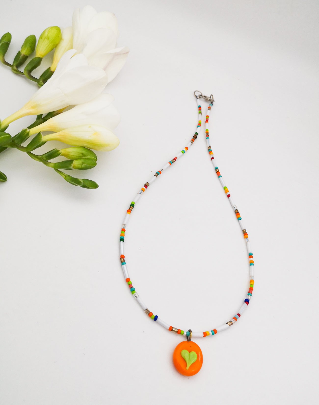 Murano Pastel Renklerde Kalp Kolye