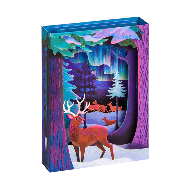 Ohh Deer Natasha Durley Tasarımı 3D Katmanlı Kartpostal Northern Lights 13678