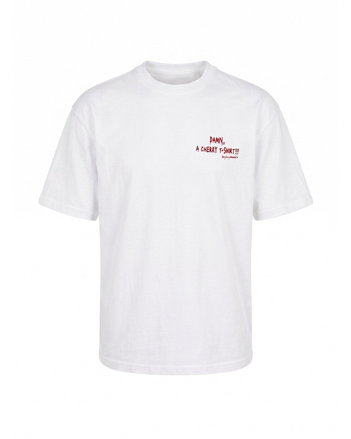 Unisex Oversize KiRaz Baskili TiŞört - Beyaz