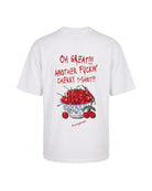 Unisex Oversize KiRaz Baskili TiŞört - Beyaz