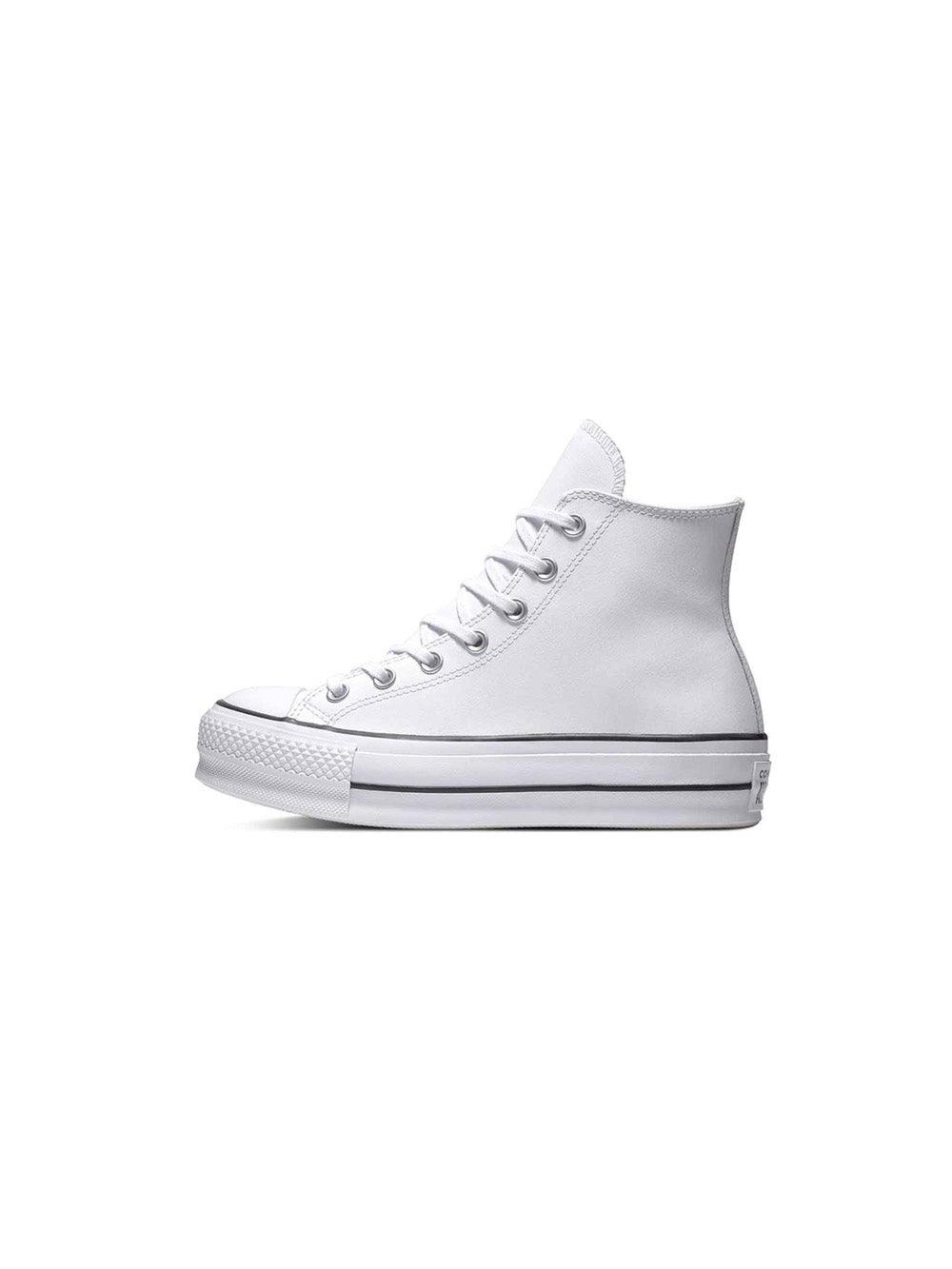 Converse | Clean Leather Platform Chuck Taylor All Star White/Black/White 2 | Milagron