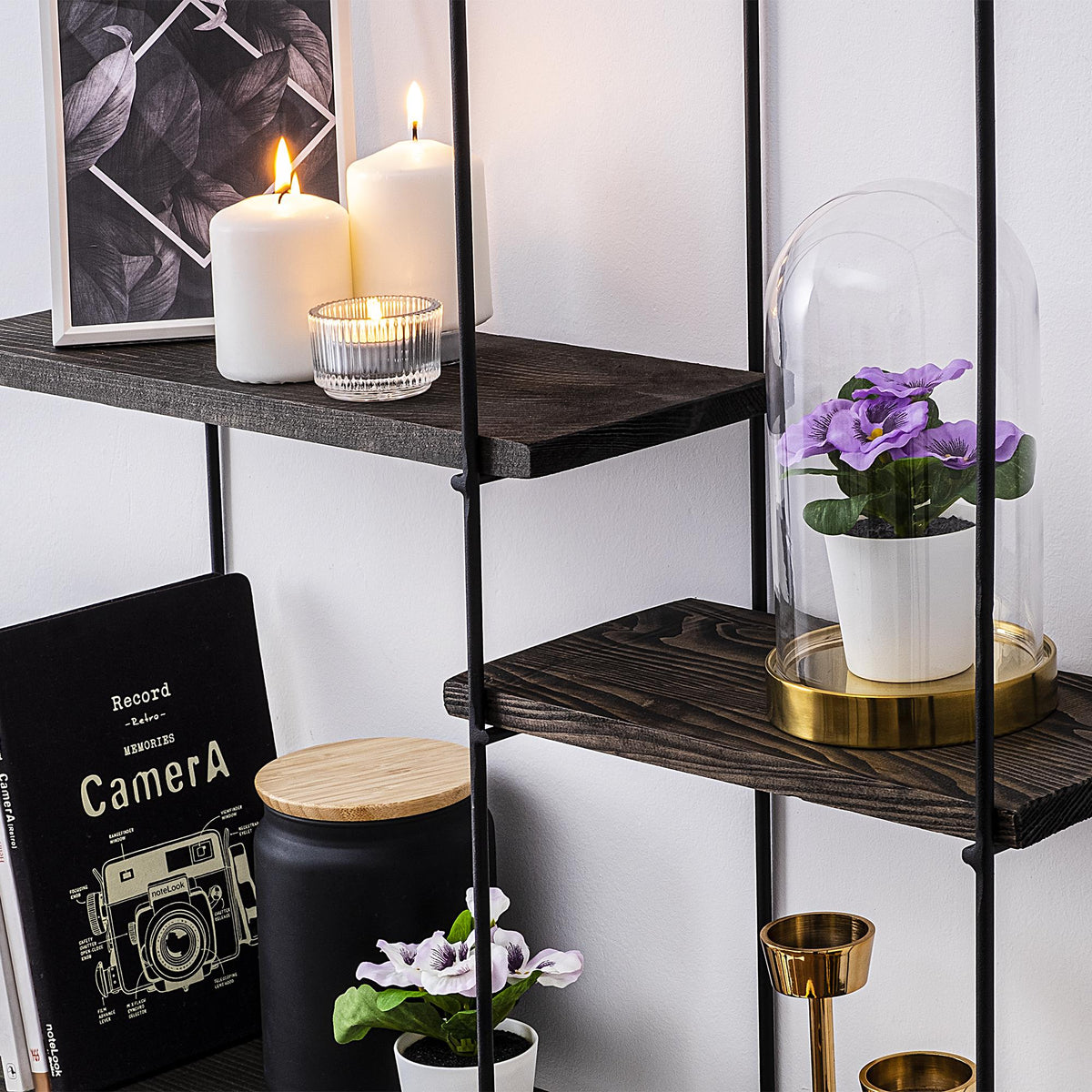 Cm-010-Srk Dekoratif Ahşap Metal Duvar Rafı 